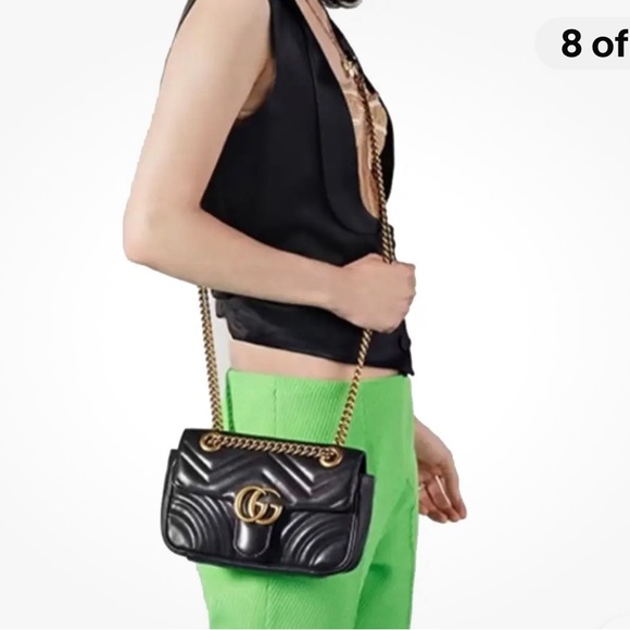 ❤️ GG MARMONT SMALL SHOULDER BAG BLACK/GOLD - Picture 6 of 16